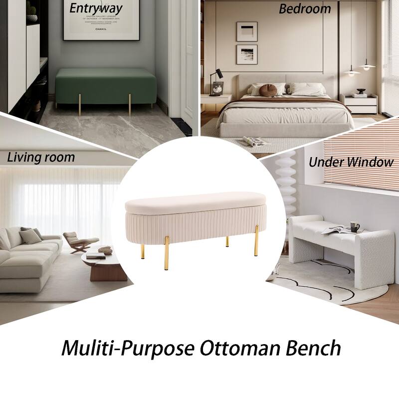 Velvet Storage Bench for Bedroom