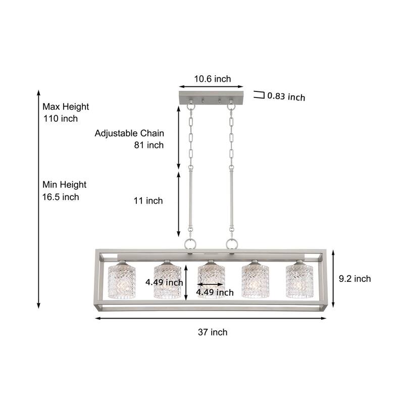 Acroma 5-light Farmhouse Chandelier Rectangle Island Lights for Dining Room