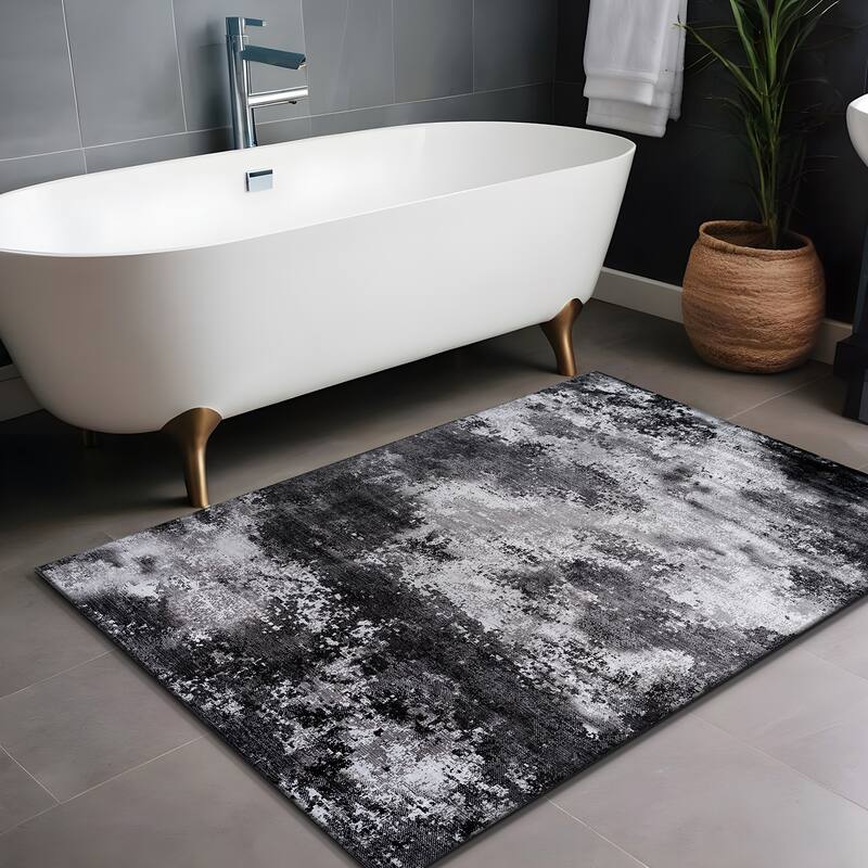 Beverly Rug Queen Abstract Non-Slip Rubber Back Washable Indoor Area Rug