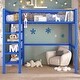 preview thumbnail 2 of 16, Artsy Full Size Metal Loft Bed with 4-Tier Shelves and Storage, Blue