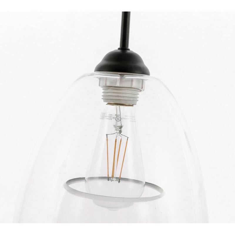 Elise 36-Inch 3-Light Clear Pendant - Black