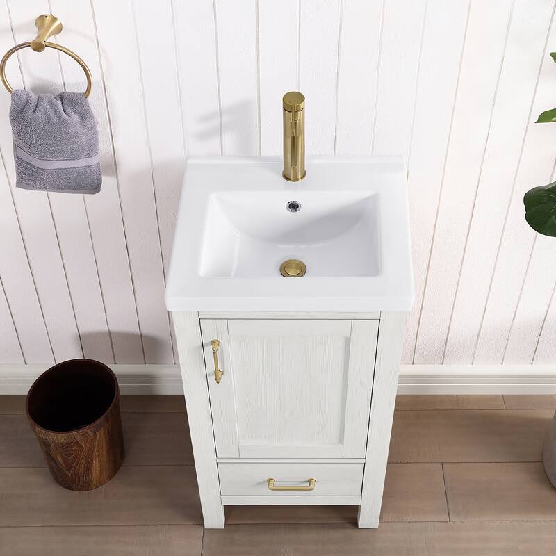 Gela Single Sink Bath Vanity with Drop-In Ceramic Basin without Mirror