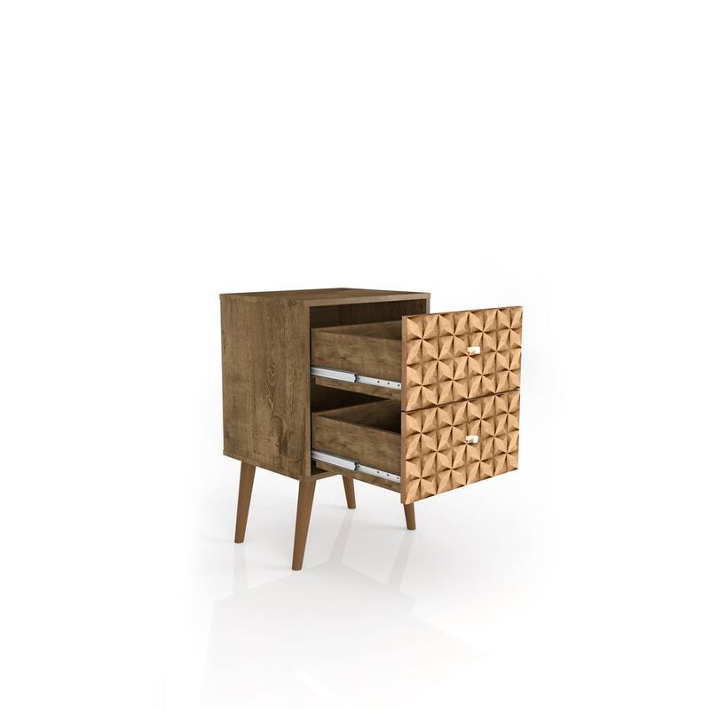 Liberty Mid Century Modern Black Nightstand 2.0 with 2 Extension Drawers