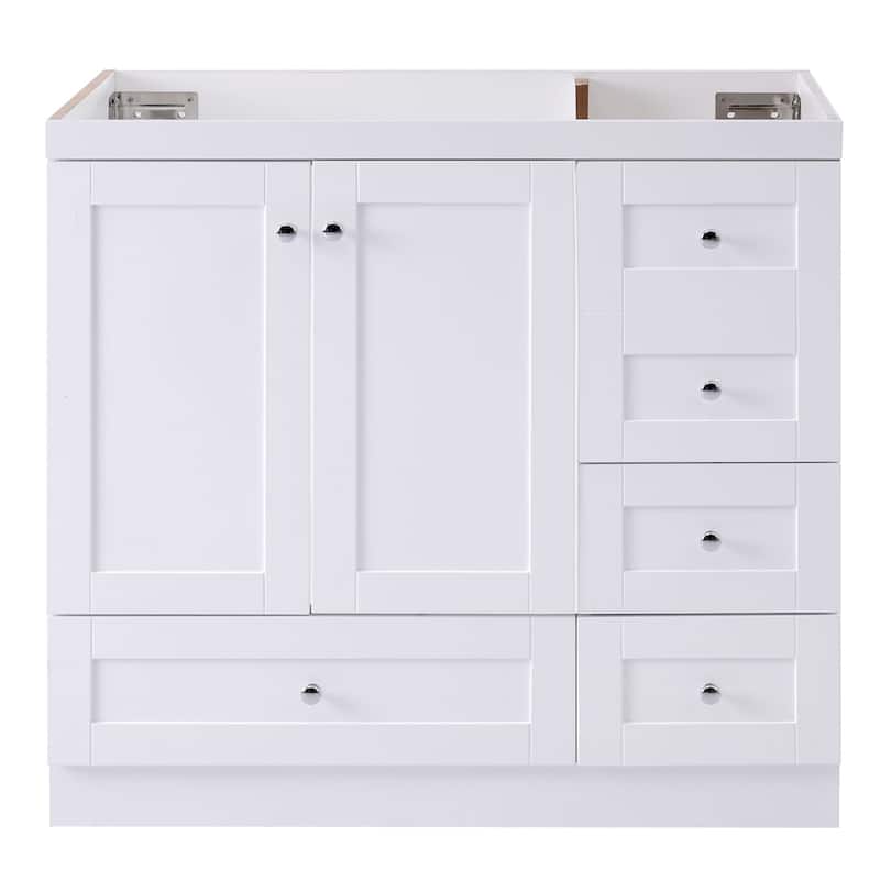 GDFStudio - Vega Wood & Ceramic 36" Shaker Style Bathroom Vanity with Sink, 4 Drawers & 2 Doors