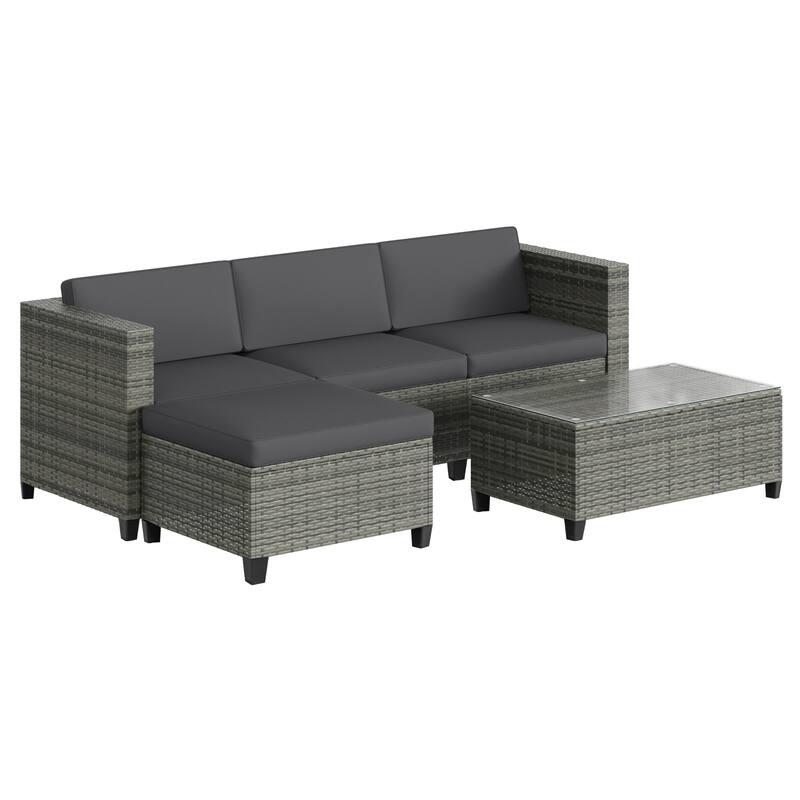 Royalcraft 5 Pieces Wicker Outdoor Sectional Sofa Sets