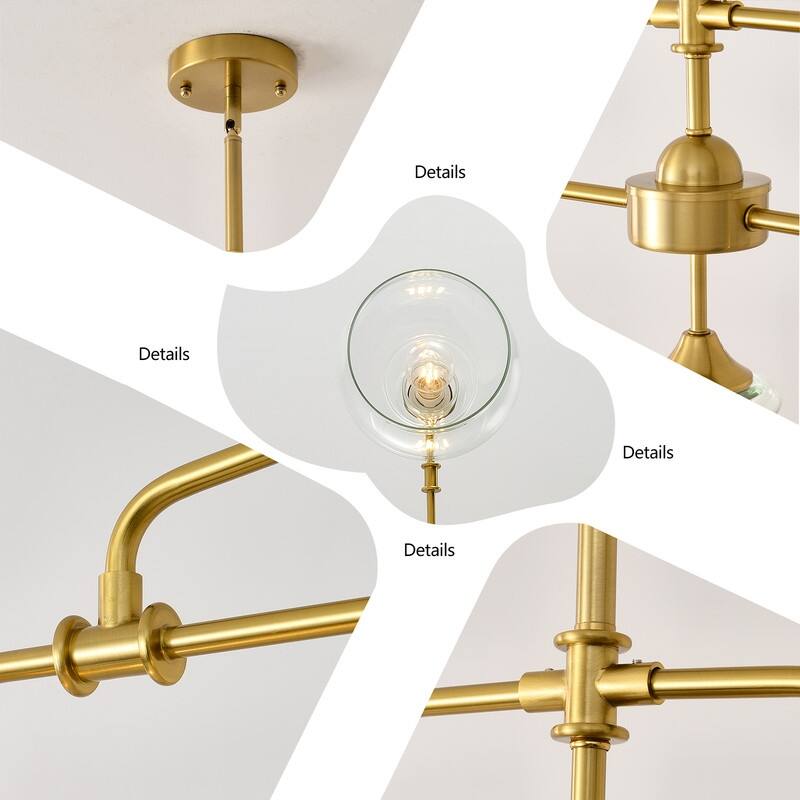Modern Linear Chandelier Gold Chandeliers Kitchen Island Lighting with Clear Glass Shade - 3 / 4 / 5 Lights