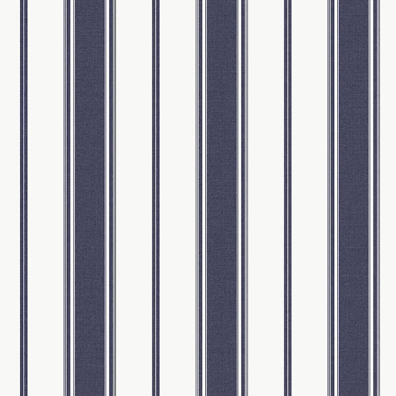 Galerie Wallcoverings Smart Stripes 3 Heritage Stripe Vinyl on Non-woven Matte Wallpaper Roll - 33 feet long x 21 inches wide - Navy/White