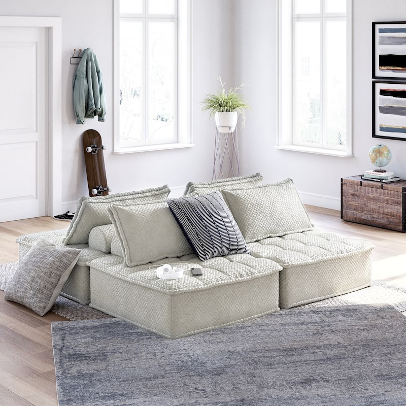 Signature Design by Ashley Bales Gray 4-Piece Modular Seating - 117" W x 78" D x 28" H