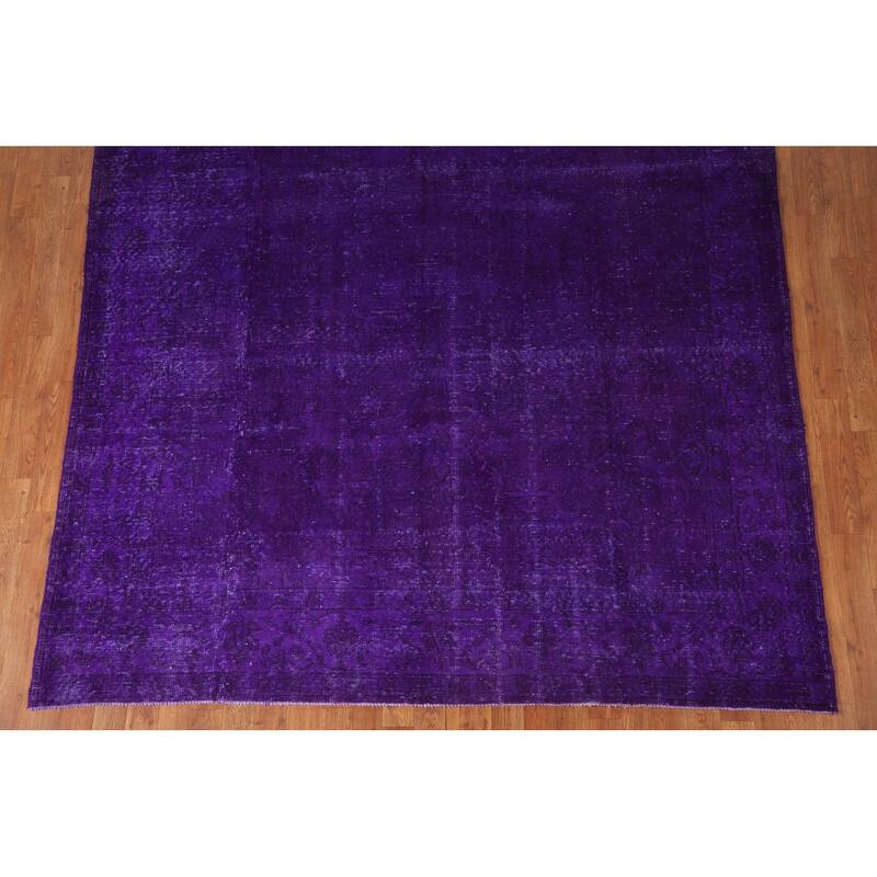 Purple Over-Dyed Anatolian Turkish Vintage Rug Handmade Wool Carpet - 6'10"x 10'7"