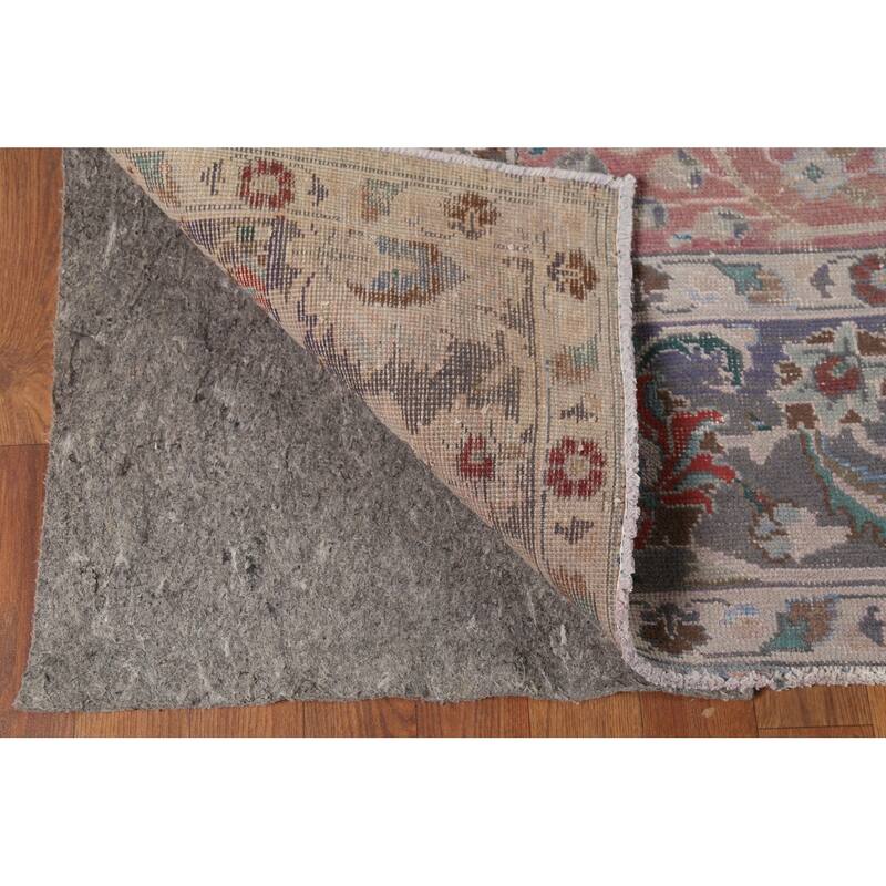 Distressed Tabriz Persian Vintage Rug Handmade Wool Carpet - 9'7"x 10'8"