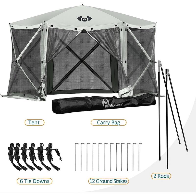 Exacme Portable Gazebo Pop up Tent for Camping, Outdoor Four Sides Pop-up Clam Screen Tent with Canopy Shelter, 1024-6PC