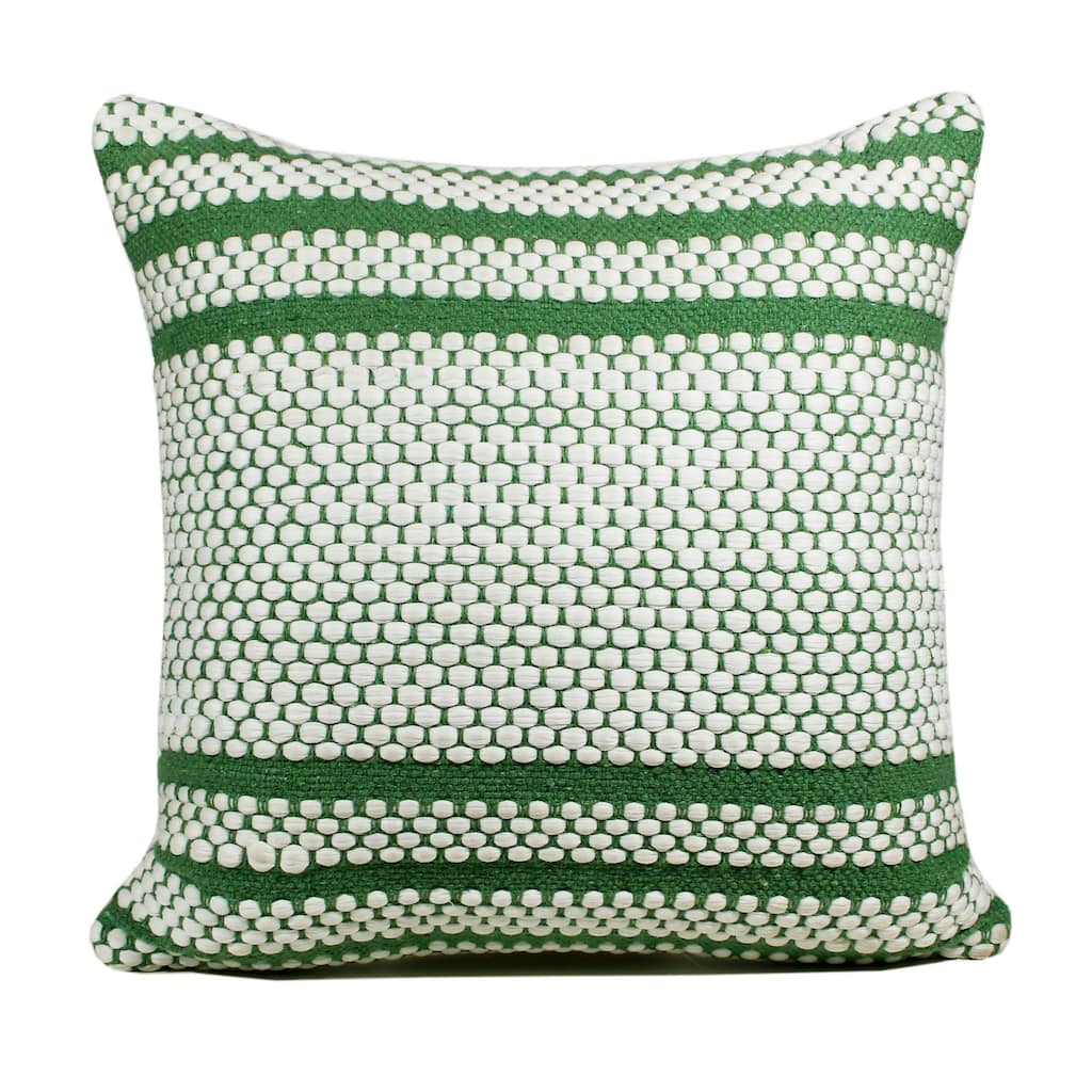 HomeRoots 20" X 20" Jade Green And White 100% Cotton Geometric Zippered Pillow