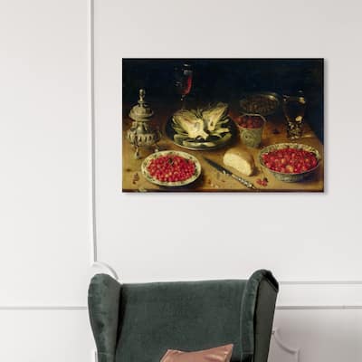 Wynwood Studio 'Arranged Dinner Table' Classic and Figurative Wall Art Canvas Print Classic - Red, Brown