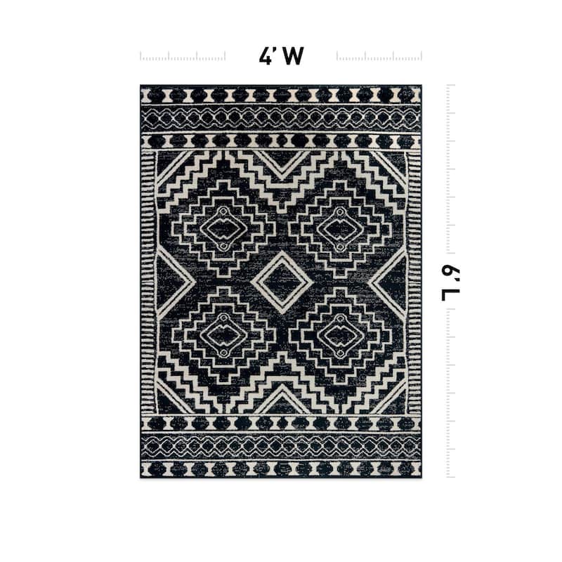 Transitional Bohemian Area Rug, Pet Friendly for Bedroom & Living Room