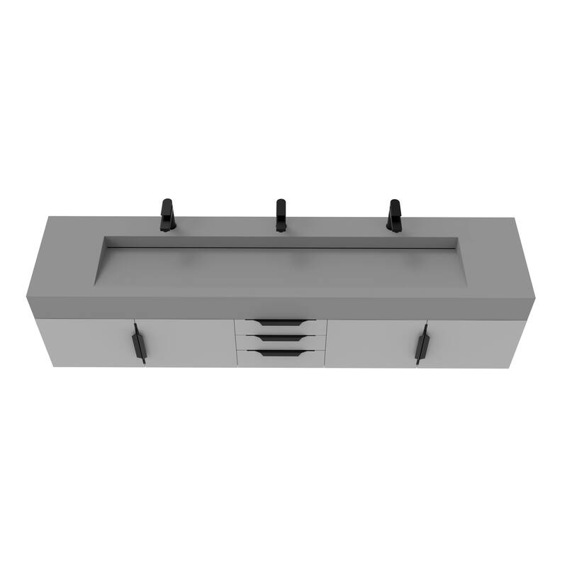 Nile 84" Wall Mounted Bathroom Vanity Set gr/ Gray Top