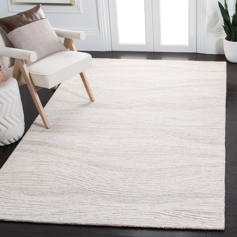 SAFAVIEH Handmade Metro Annarosa Modern Abstract Wool Rug - 9' x 12' - Natural/Ivory - Rectangle