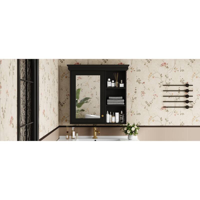 Bathroom Medicine Cabinet with Mirror Door, Bathroom Wall Cabinet with Adjustable Internal Shelf, Over Toilet Storage Cabinet