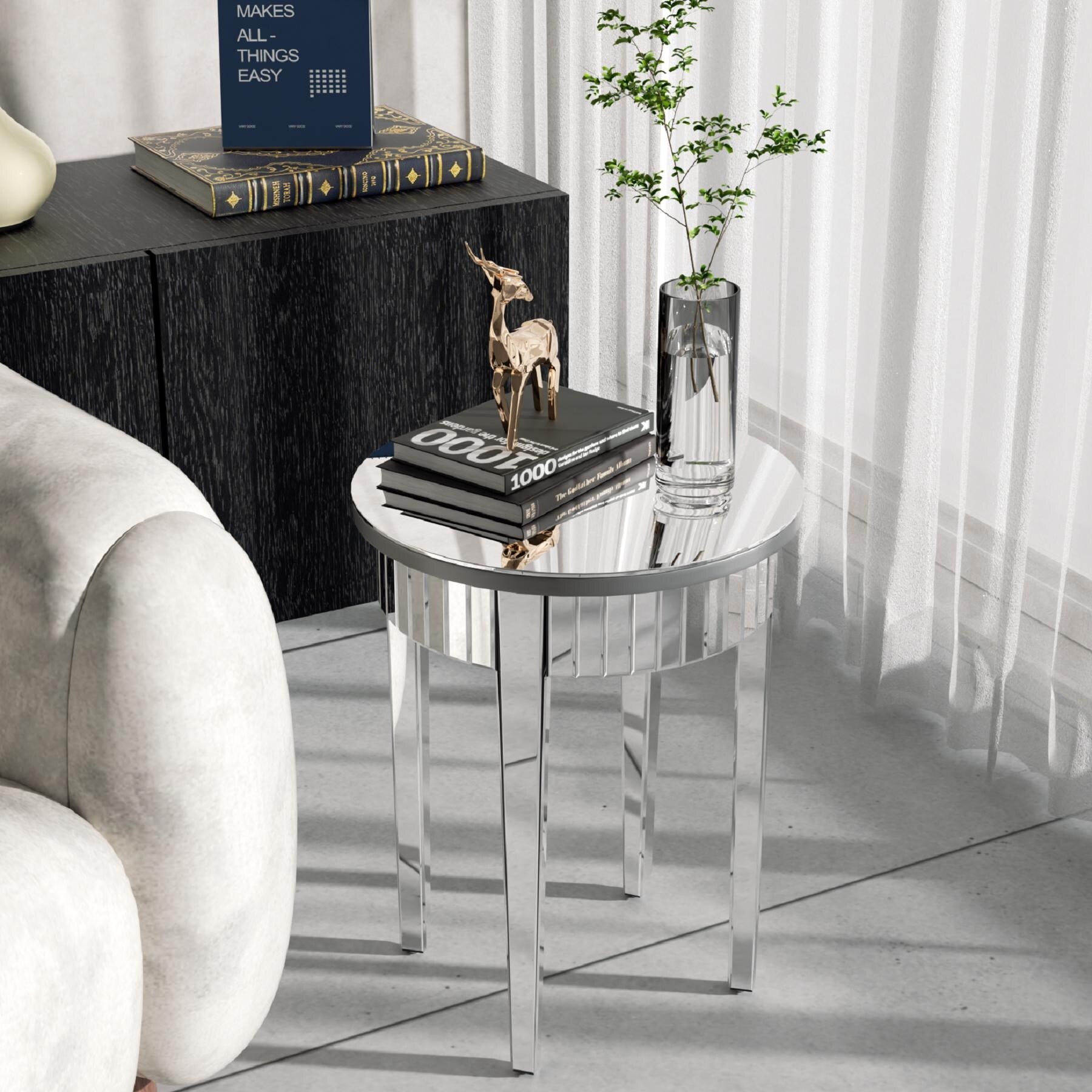 Silver mirror deals accent table