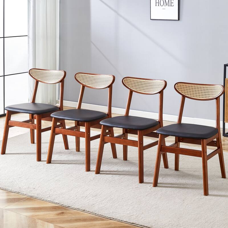 Set of 4 Upholstered PU-Leather Dining Chairs
