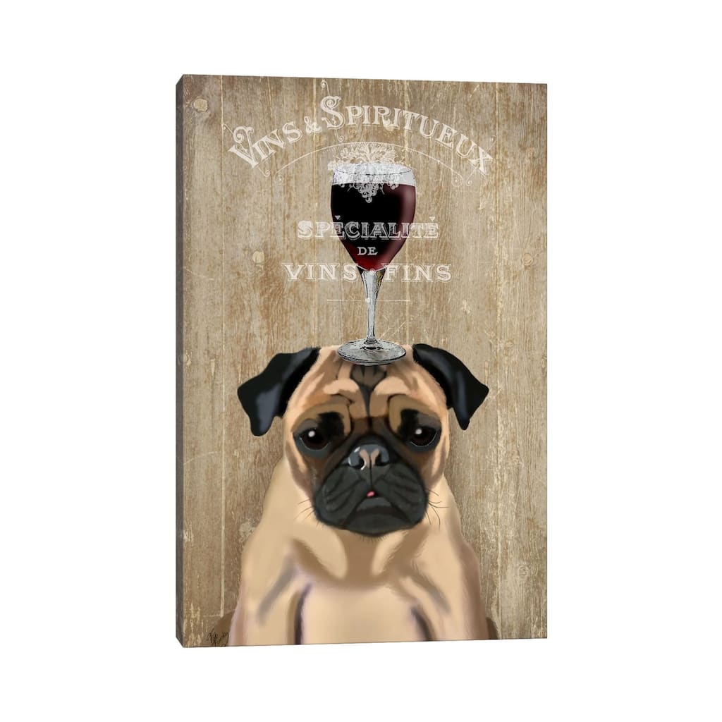iCanvas "Dog Au Vin, Pug" by Fab Funky Canvas Print