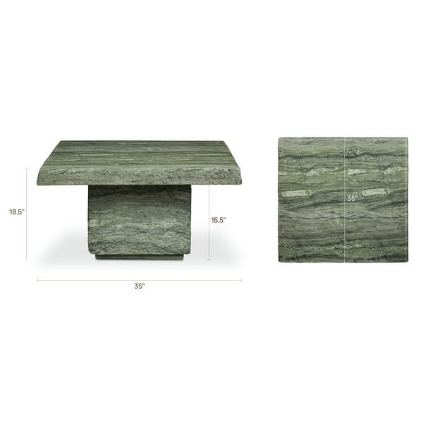 dimension image slide 0 of 2, Poly & Bark Stilo Slab Top Concrete Coffee Table with Marble and Stone Finish