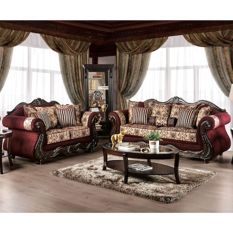 Furniture of America Estra Traditional Red 2-piece Living Room Set