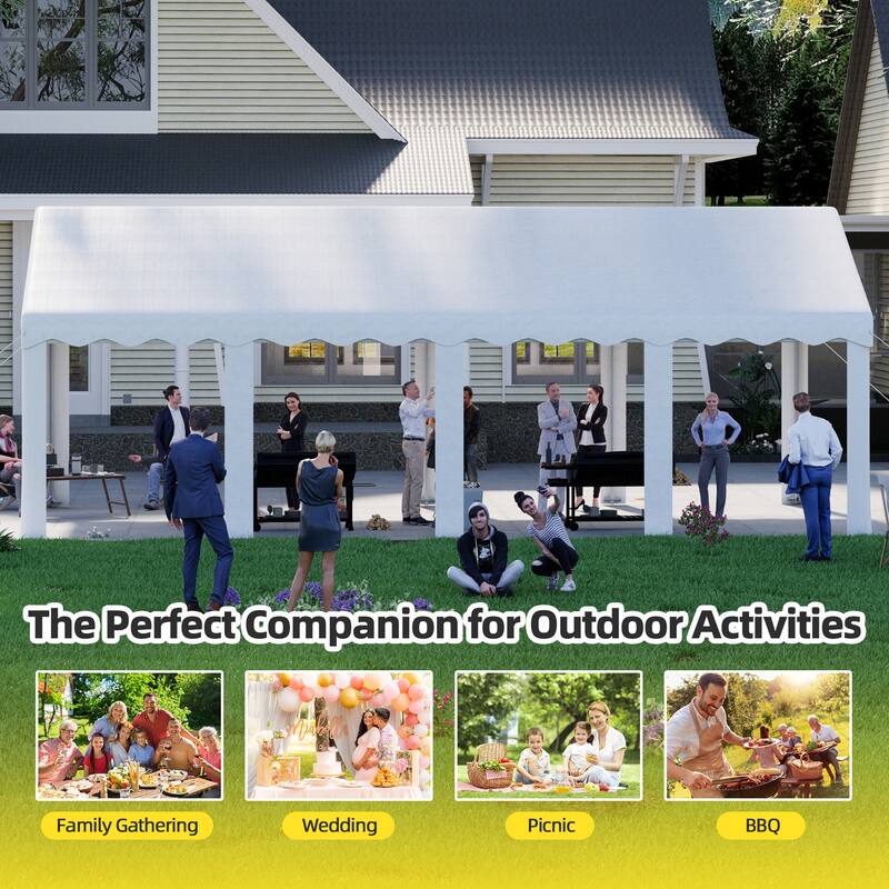 Durable Party Tent Gazebo for Events, Weddings, and BBQs - Includes Removable Sidewalls with Windows & Storage Bags, White