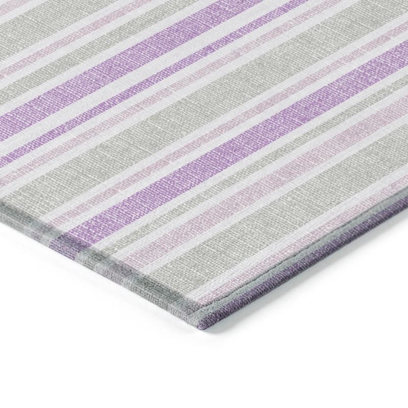 Machine Washable Indoor/ Outdoor Thin Cabana Stripe Chantille Rug