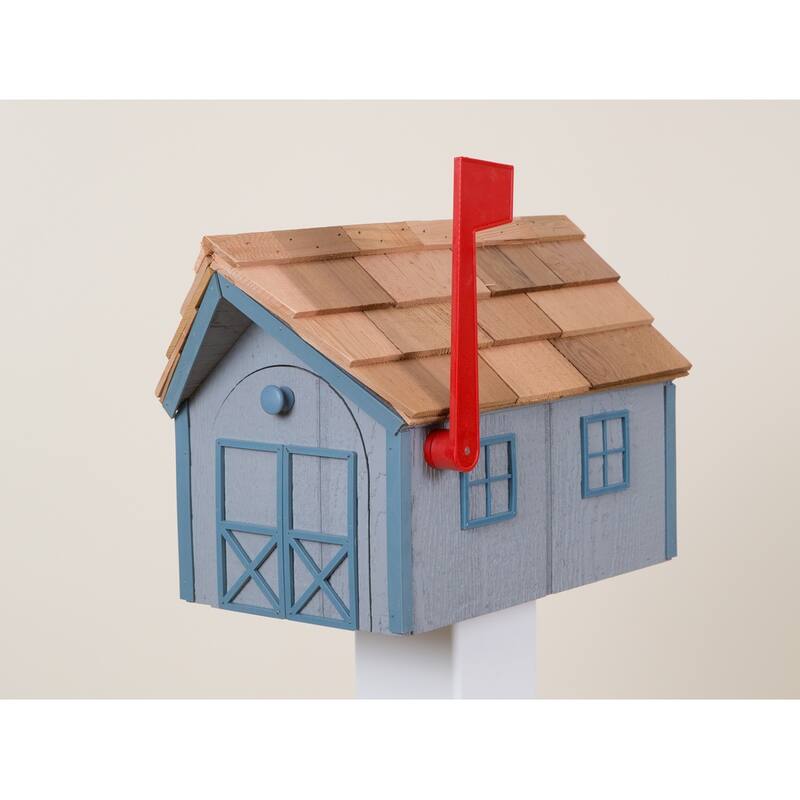 Wooden Mailbox - Grey/Blue
