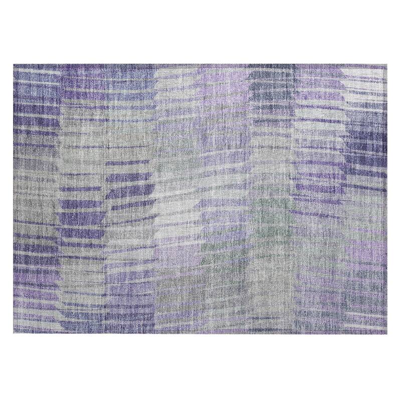 Machine Washable Indoor/ Outdoor Casual Stripe Chantille Rug