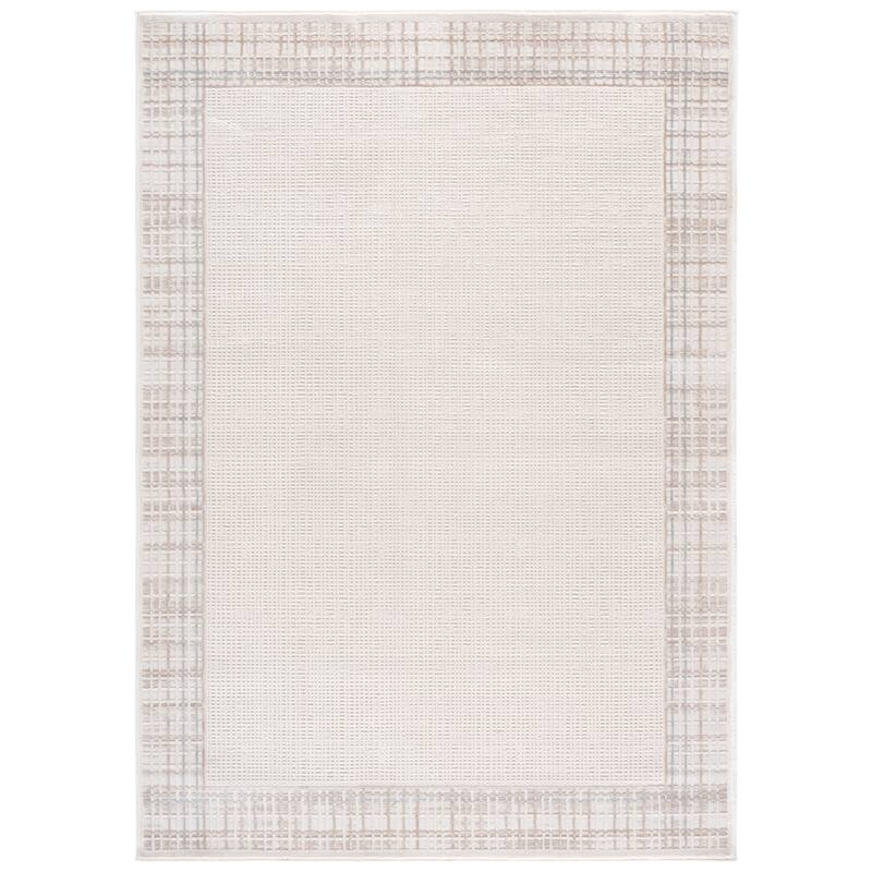 SAFAVIEH Alba Geesa Modern Border Rug - 5'3" x 7'6" - Ivory/Grey - 5'3" x 7'6"