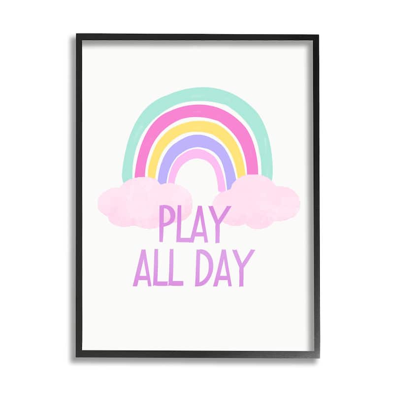 Stupell Play All Day Pastel Framed Giclee Art Design by Diane Neukirch - 24 x 30 - Black