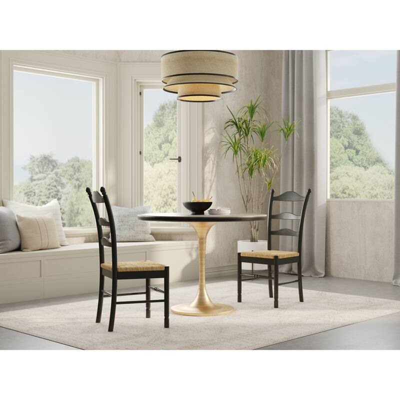 Wooden Round Dining Table - 40" - Gray and Gold