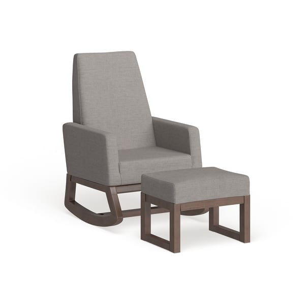 slide 2 of 6, Carson Carrington Honningsvag Mid-century Modern Grey Upholstered Rocking Chair and Ottoman Set Set-Grey