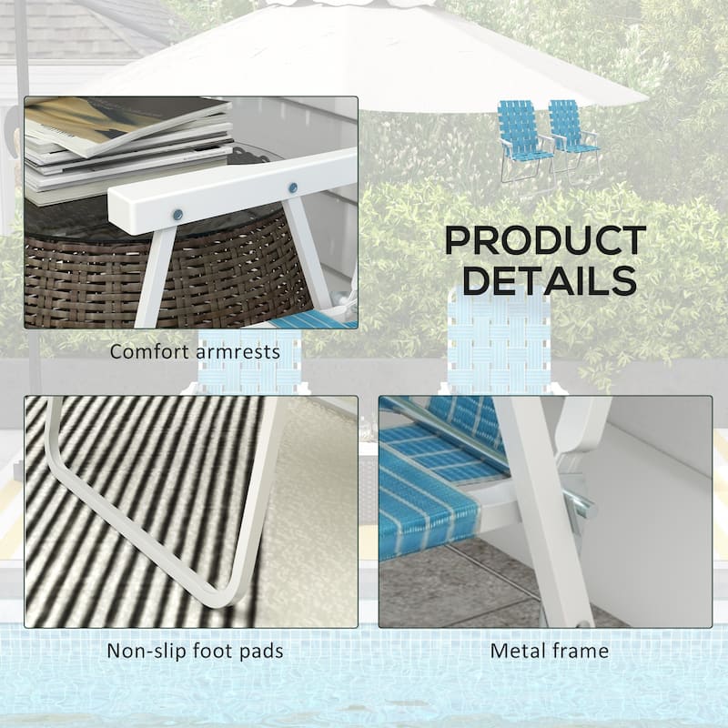 Outsunny Set of 2 Patio Folding Chairs, Classic Outdoor Camping Chairs, Portable Lawn Chairs for Camping