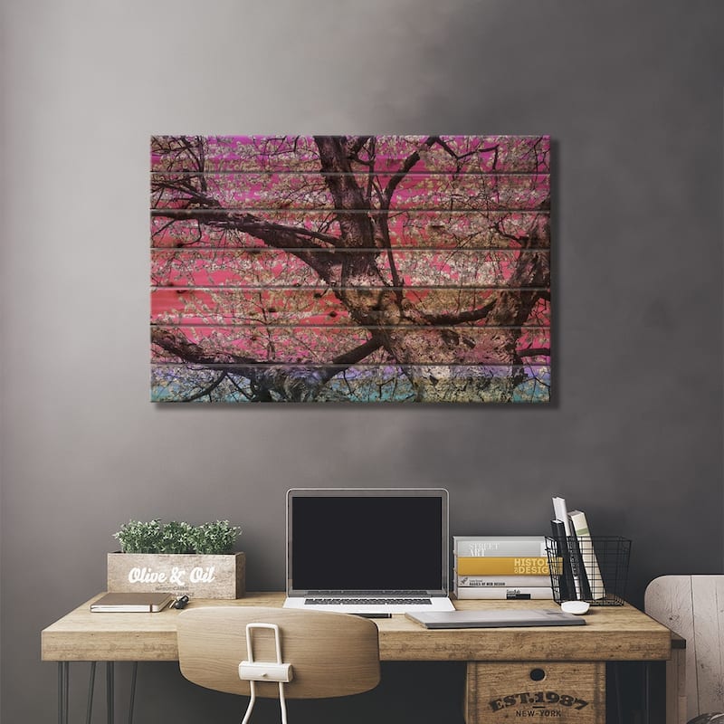Under the Almond Blossom Tree Print On Wood by 5by5collective - Multi-Color