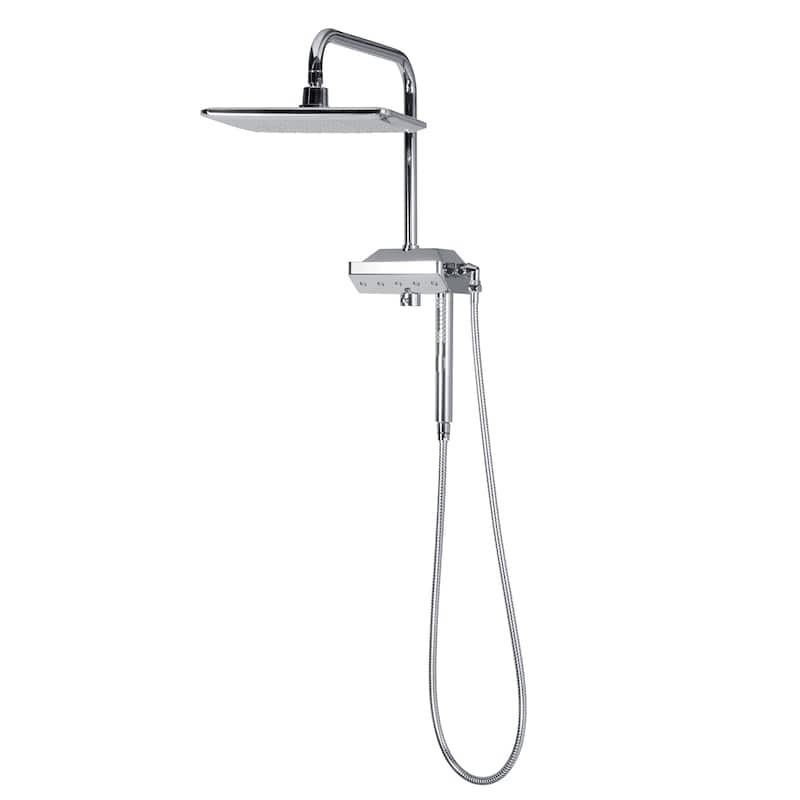 AquaPower 11-in Rain Showerhead Shower System with Pivoting Shower Arm and PULSE AquaPower Spray Chrome 1.8 GPM
