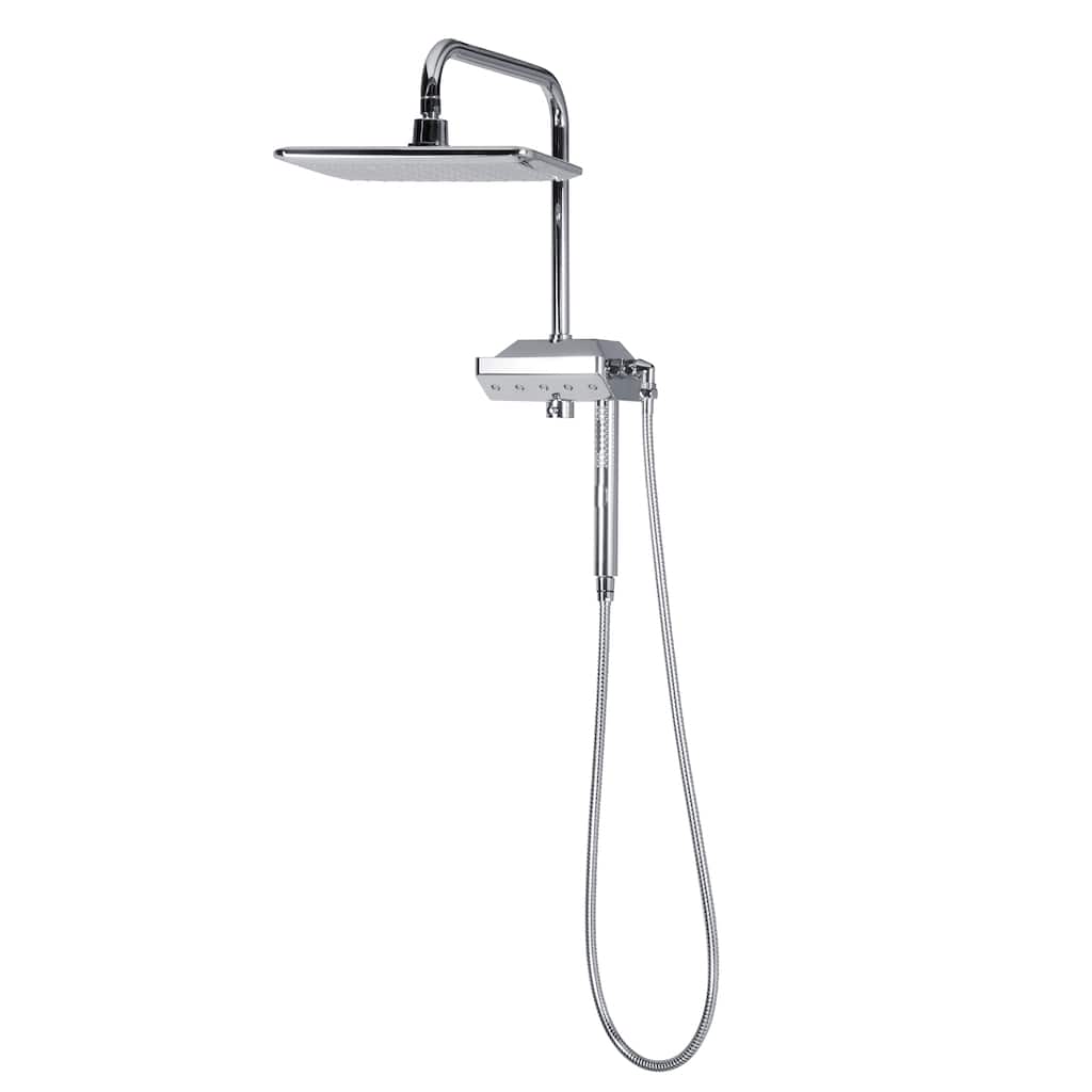 AquaPower 11-in Rain Showerhead Shower System with Pivoting Shower Arm and PULSE AquaPower Spray Chrome 1.8 GPM