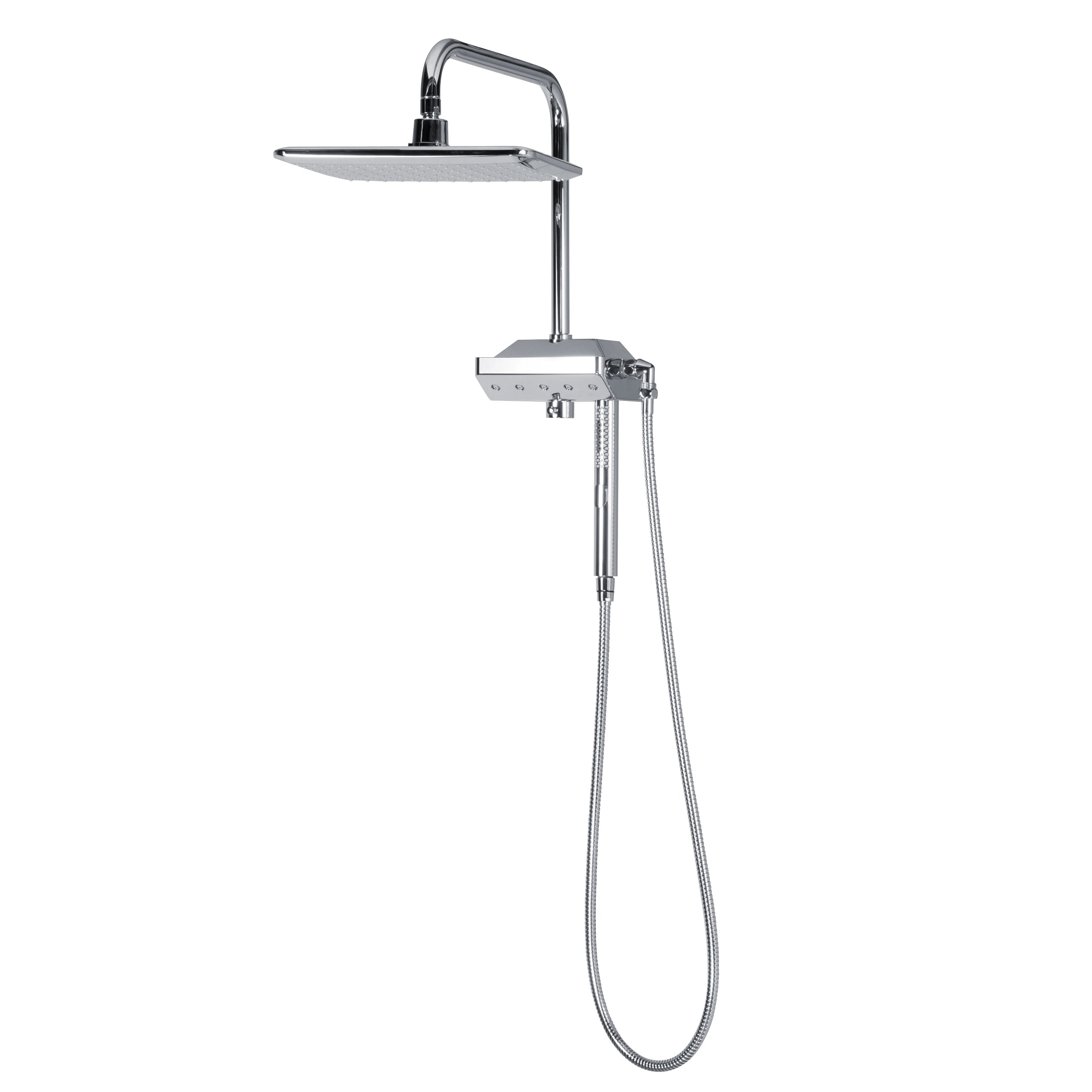 AquaPower 11-in Rain Showerhead Shower System with Pivoting Shower Arm and PULSE AquaPower Spray Chrome 1.8 GPM
