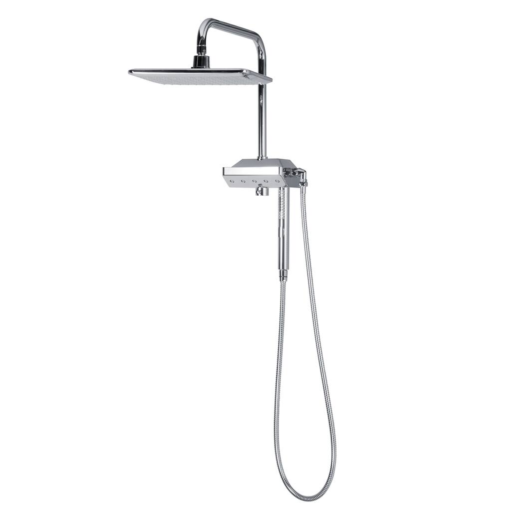 AquaPower 11-in Rain Showerhead Shower System with Pivoting Shower Arm and PULSE AquaPower Spray Chrome