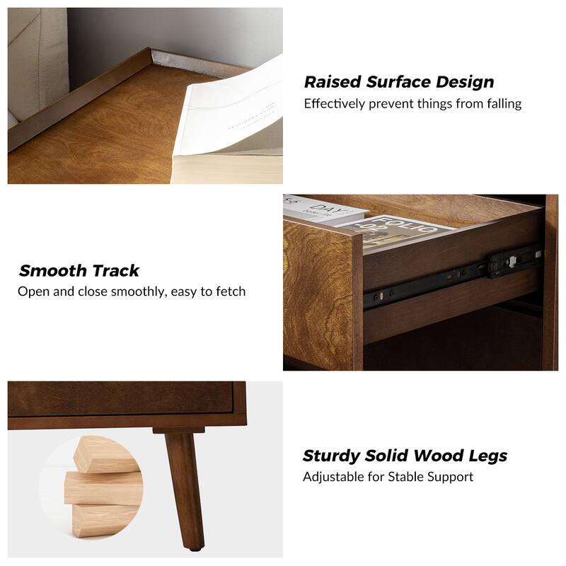 Lisa Mid-Century Modern 24"W 3-Drawer End Table with Charging Station by HULALA HOME