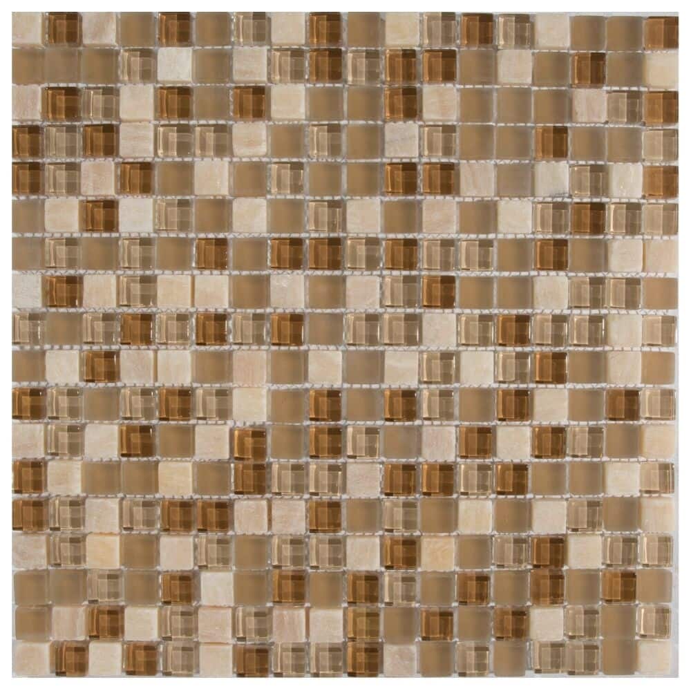 Victory 12x12 Beige Glass Mosaic Tile - Wall & Backsplash