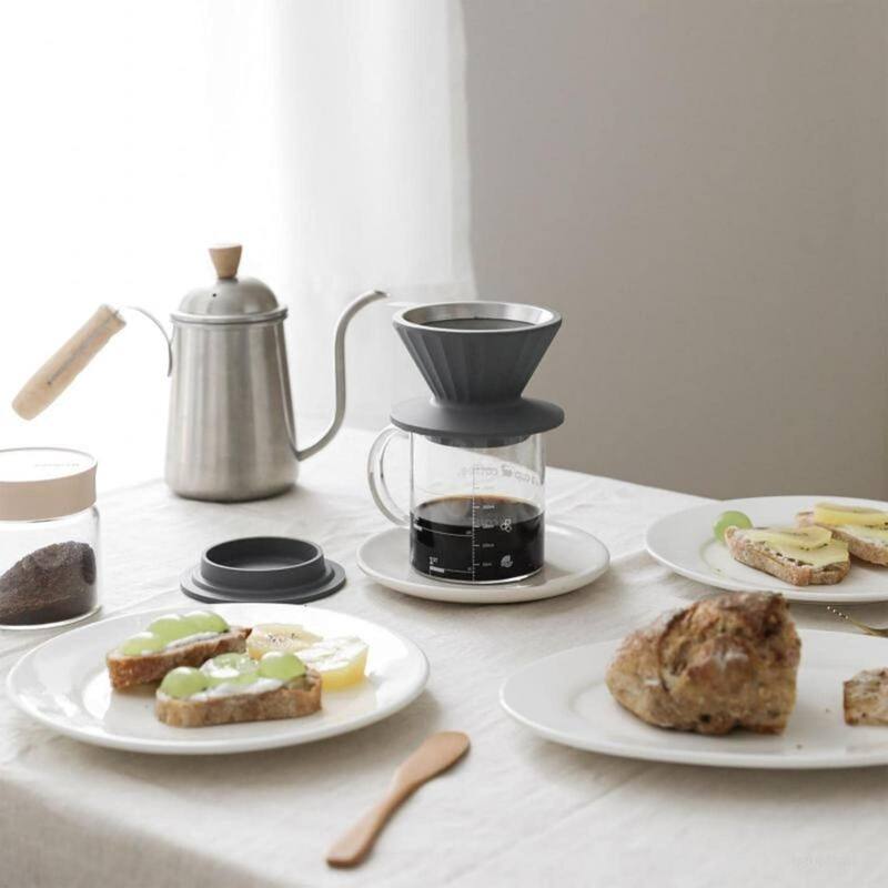 BUYDEEM Reusable Pour Over Coffee Maker Filter Reusabl Silicone Coffee Dripper Set