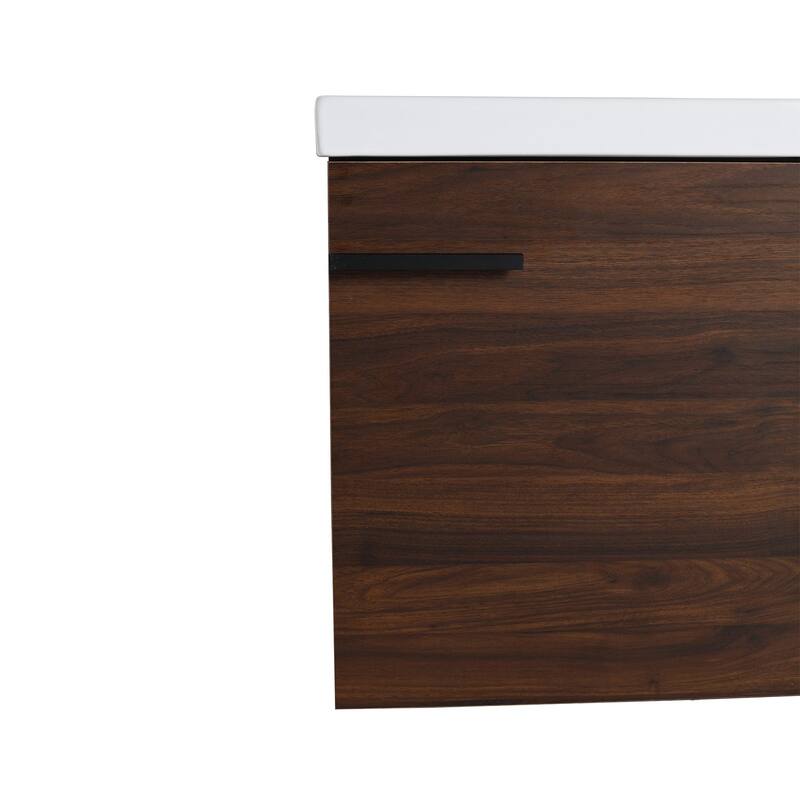 18" Wall-Mounted Bathroom Vanity with Ceramic Top and Basin
