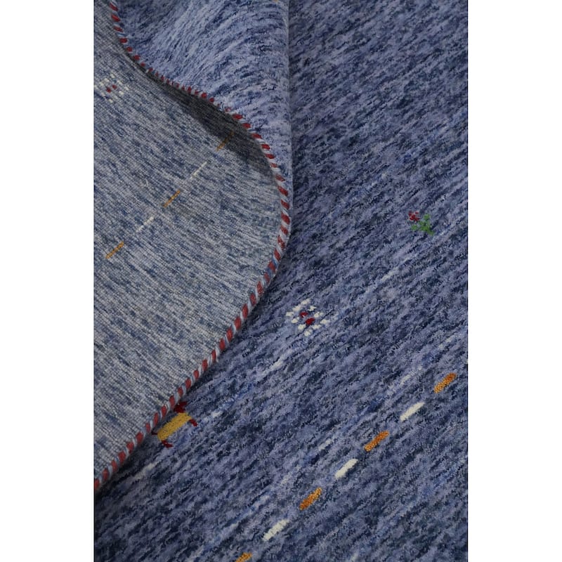 Hand Knotted Oriental 100% Wool Carpet Tribal Animal Pictorial Navy Blue & Blues Gabbeh Area Rug - 6' 0'' X 6' 0''