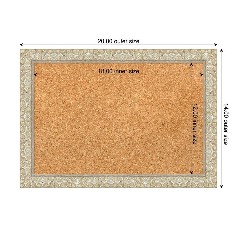 Lila Silver Wood Framed Cork Board - Bulletin Board, Organization Board, Pin Board - Natural - 20 x 14 in