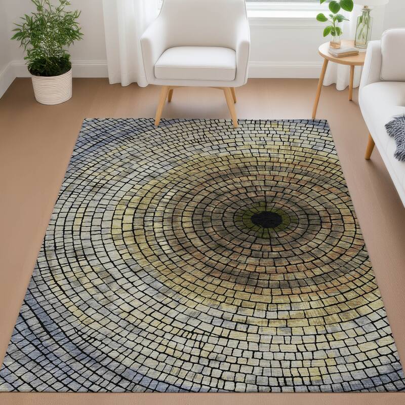 Machine Washable Indoor/ Outdoor Mosaic Rome Chantille Rug