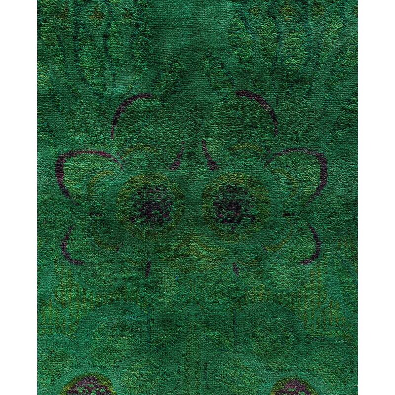Overdyed One-of-a-Kind Hand-Knotted Area Rug - Green - 9' 0" x 11' 5"
