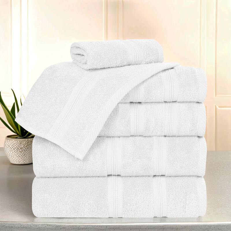 Superior Smart Dry Zero Twist Cotton 6-Piece Assorted Towel Set - White