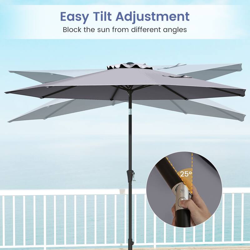 Gymax Patio Heavy Duty Market Umbrella w/ Tilt Mechanism Crank Handle